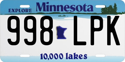 MN license plate 998LPK
