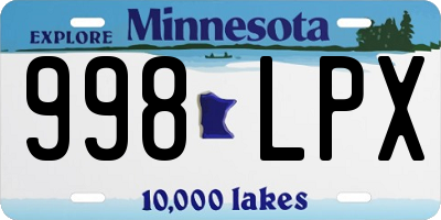 MN license plate 998LPX