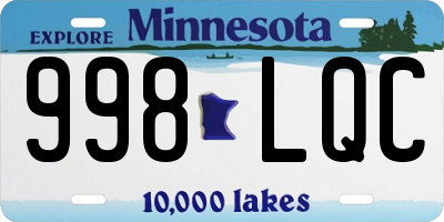 MN license plate 998LQC