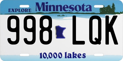 MN license plate 998LQK