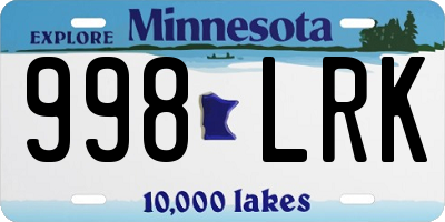 MN license plate 998LRK