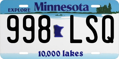 MN license plate 998LSQ