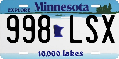 MN license plate 998LSX