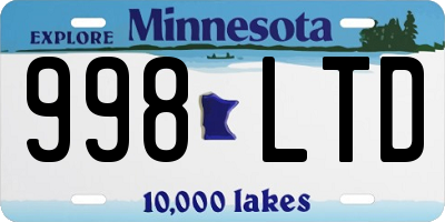 MN license plate 998LTD