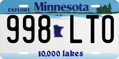 MN license plate 998LTO