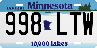 MN license plate 998LTW