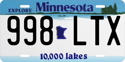 MN license plate 998LTX