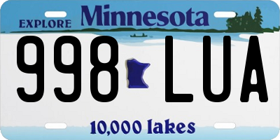 MN license plate 998LUA
