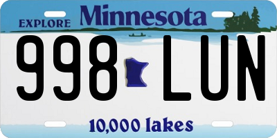 MN license plate 998LUN