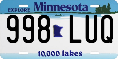 MN license plate 998LUQ