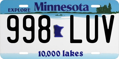 MN license plate 998LUV