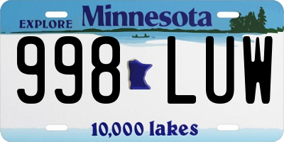 MN license plate 998LUW