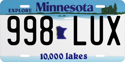 MN license plate 998LUX