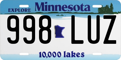 MN license plate 998LUZ