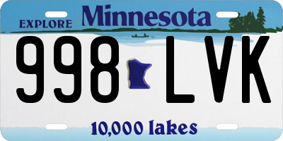 MN license plate 998LVK