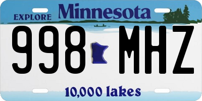 MN license plate 998MHZ