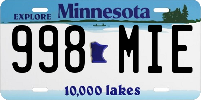 MN license plate 998MIE