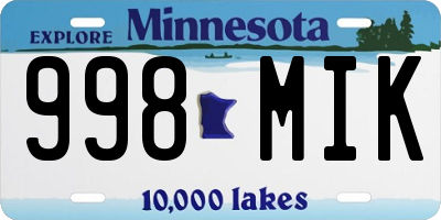 MN license plate 998MIK