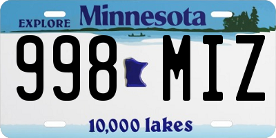 MN license plate 998MIZ