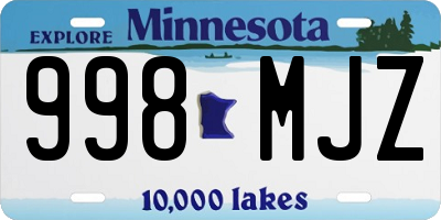 MN license plate 998MJZ