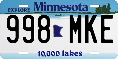 MN license plate 998MKE