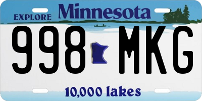 MN license plate 998MKG