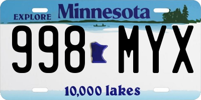MN license plate 998MYX