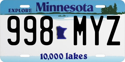 MN license plate 998MYZ
