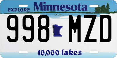 MN license plate 998MZD