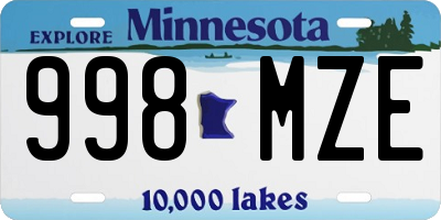 MN license plate 998MZE