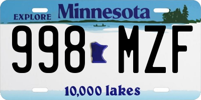 MN license plate 998MZF