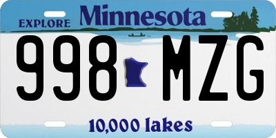 MN license plate 998MZG