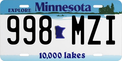 MN license plate 998MZI