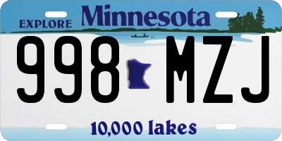 MN license plate 998MZJ