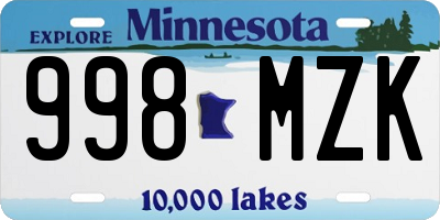 MN license plate 998MZK