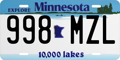 MN license plate 998MZL