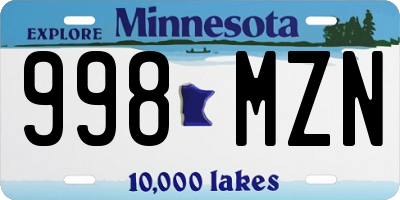MN license plate 998MZN
