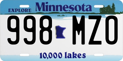 MN license plate 998MZO