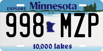 MN license plate 998MZP
