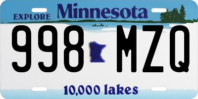 MN license plate 998MZQ