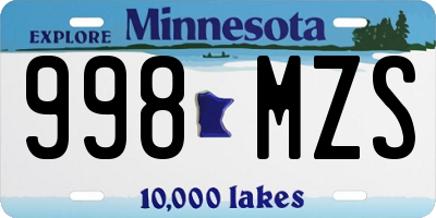MN license plate 998MZS