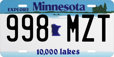 MN license plate 998MZT