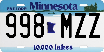 MN license plate 998MZZ