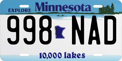 MN license plate 998NAD