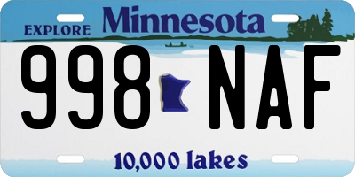 MN license plate 998NAF