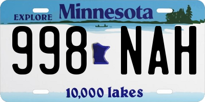 MN license plate 998NAH
