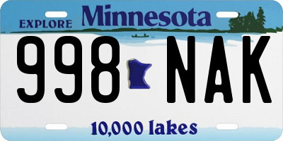 MN license plate 998NAK