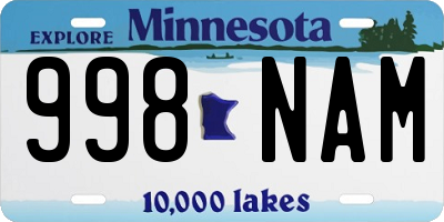 MN license plate 998NAM