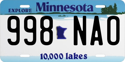 MN license plate 998NAO