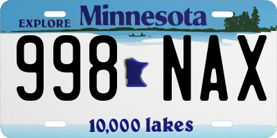 MN license plate 998NAX